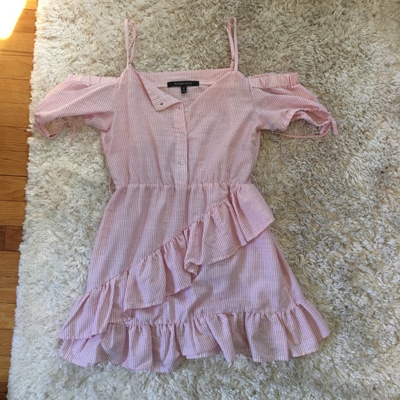 Rampage Dresses & Skirts - pink and white pinstripe ruffle dress